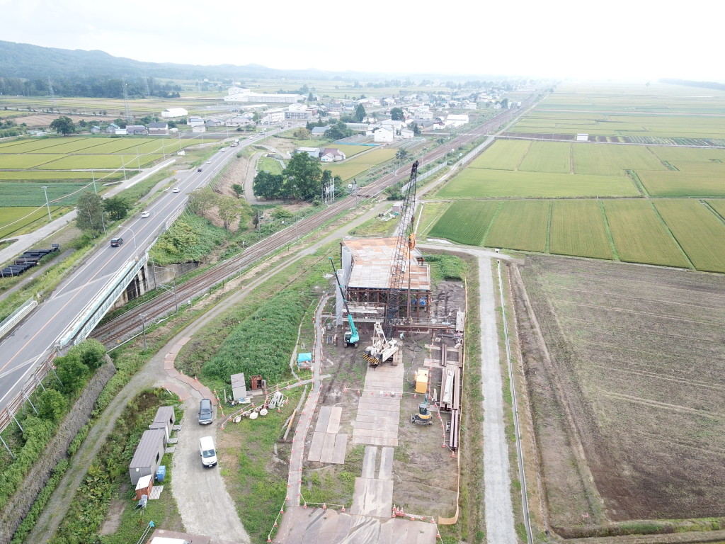 一般国道12号　美唄市　光珠内跨線橋仮橋設置工事