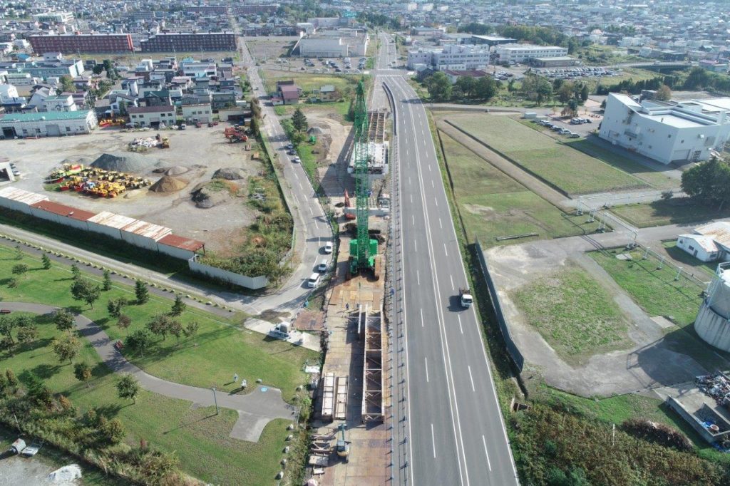 一般国道12号　岩見沢市　大和跨線橋撤去工事